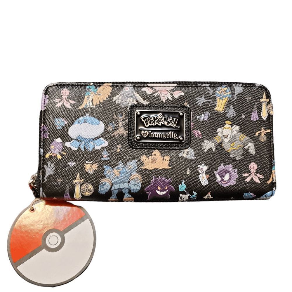 Loungefly Pokemon Ghost Print Black Zip Around Wallet